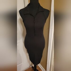 Heart Hips Black Ribbed Stretch Dress, Size Small